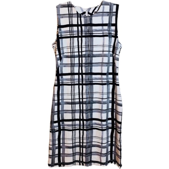 J. McLaughlin Dress NWT Sleeveless Bainbridge Cloth White Black Gray Size Medium - Picture 2 of 11